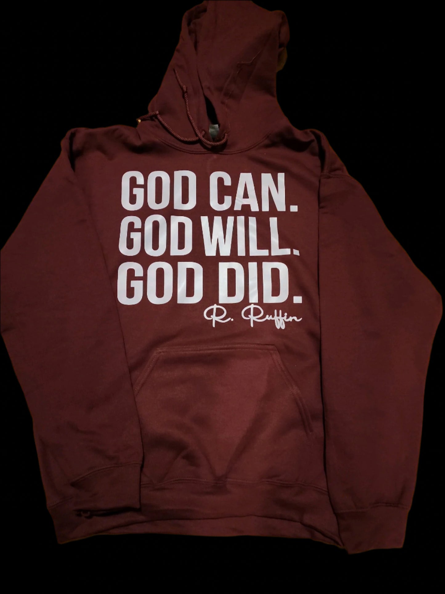 Gildan Cotton God Can Hoodie (Maroon/White)
