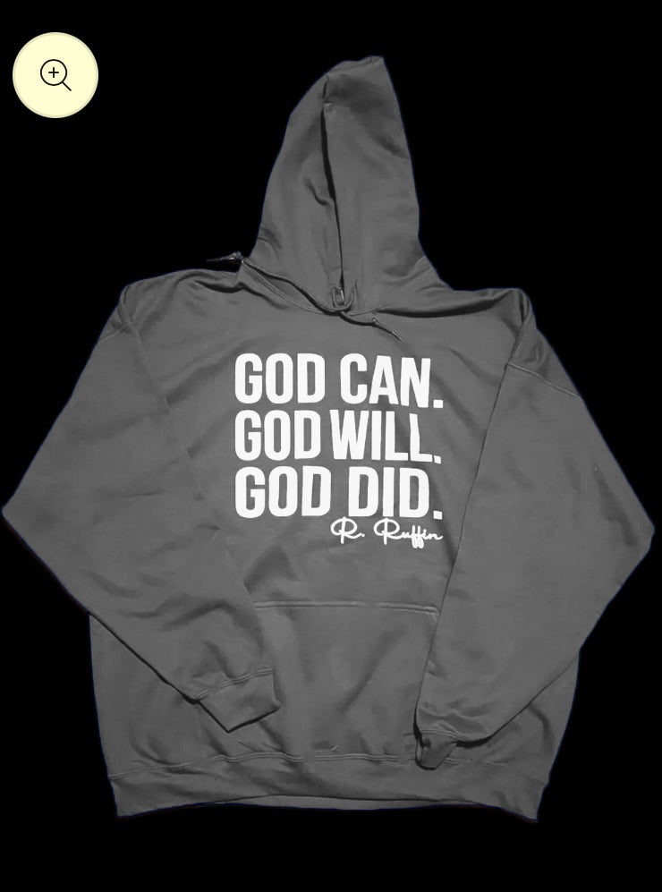 Gildan Cotton God Can Hoodie (Gray/White)