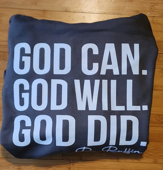 Gildan Cotton God Can Hoodie (Black/White)