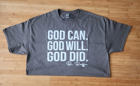 Gildan Cotton God Can T-Shirt (Gray/White)