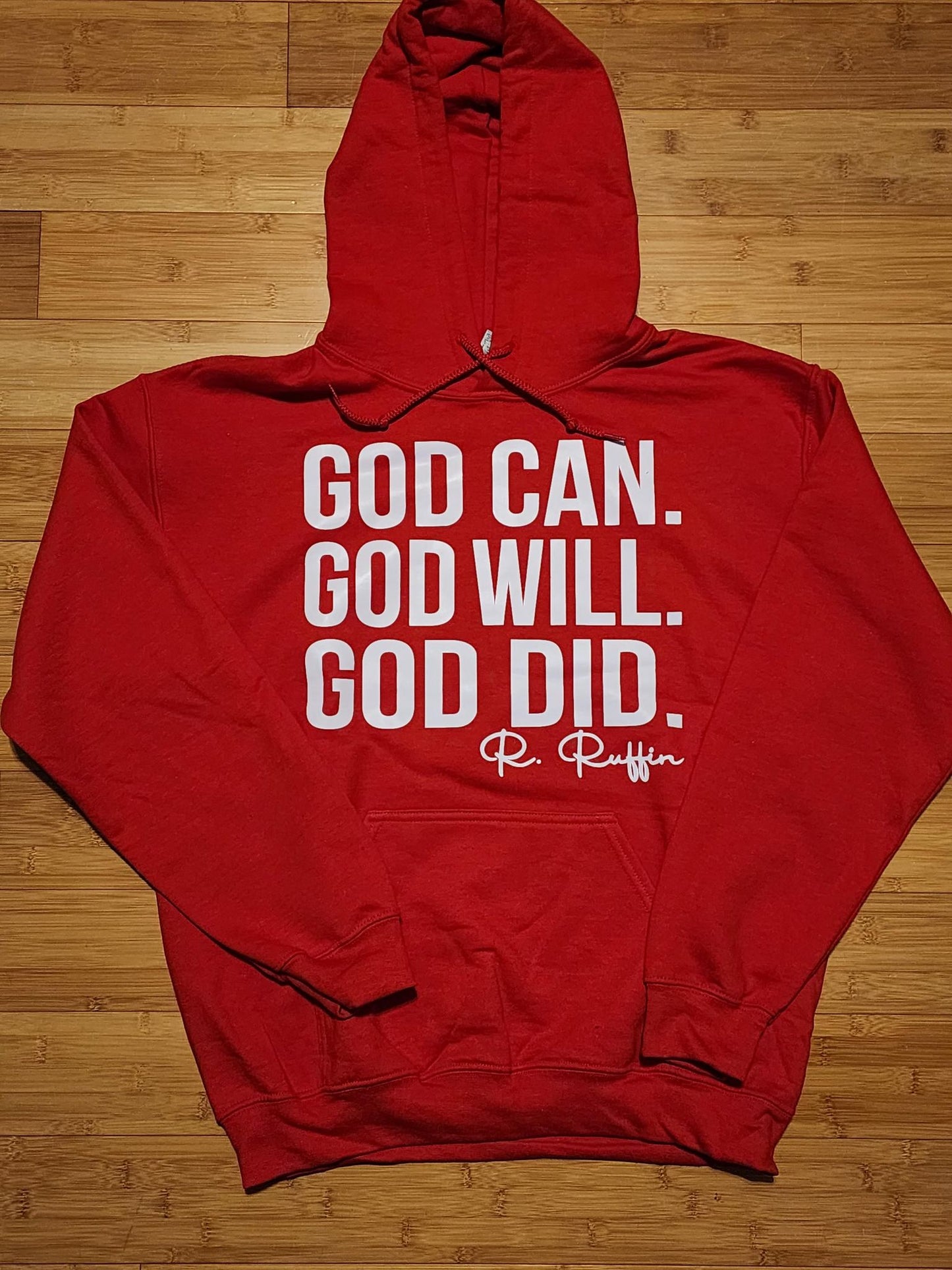 Gildan Cotton God Can Hoodie (Red/White)