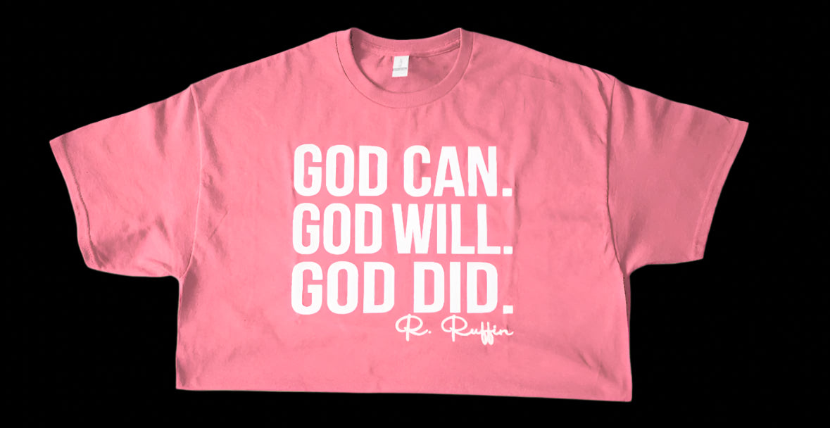 Pink Gildan Cotton God Can T-Shirt