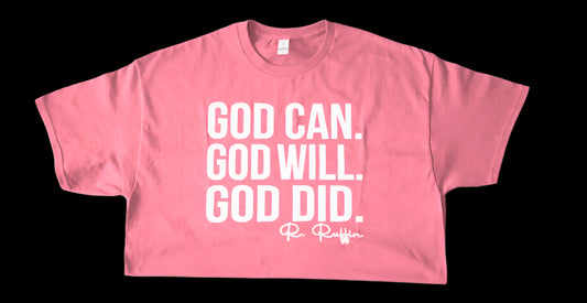 Pink Gildan Cotton God Can T-Shirt