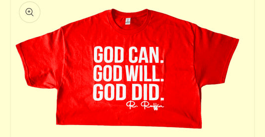 Red Gildan Cotton God Can T-Shirt