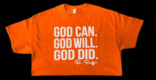 Orange Gildan Cotton God Can T-Shirt