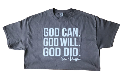 Gildan Cotton God Can T-Shirt (Gray/White)